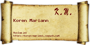 Koren Mariann névjegykártya