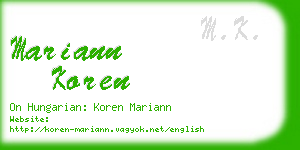 mariann koren business card